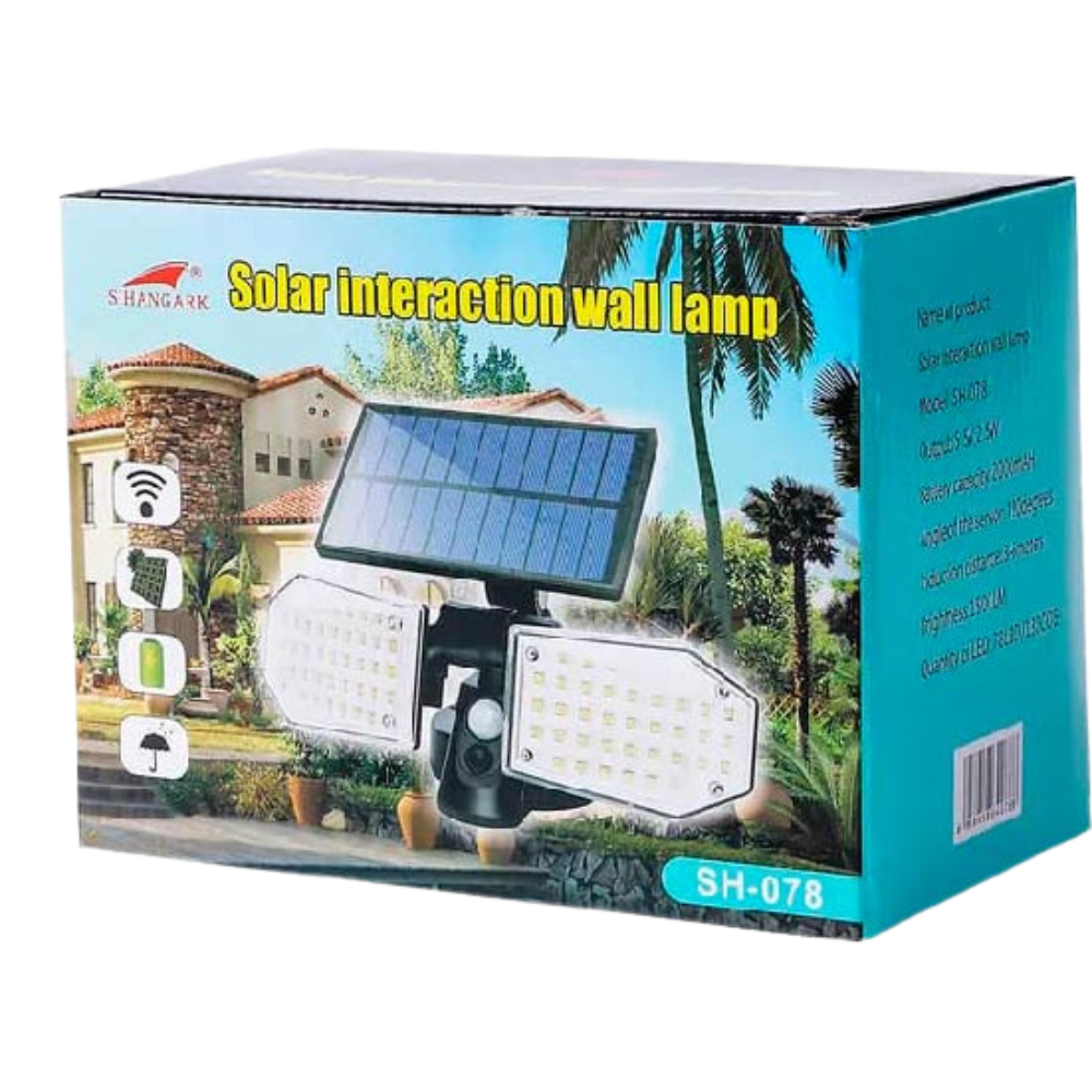 LAMPARA CON PANEL SOLAR + SENSOR DE MOVIMIENTO + FOTOCELDA