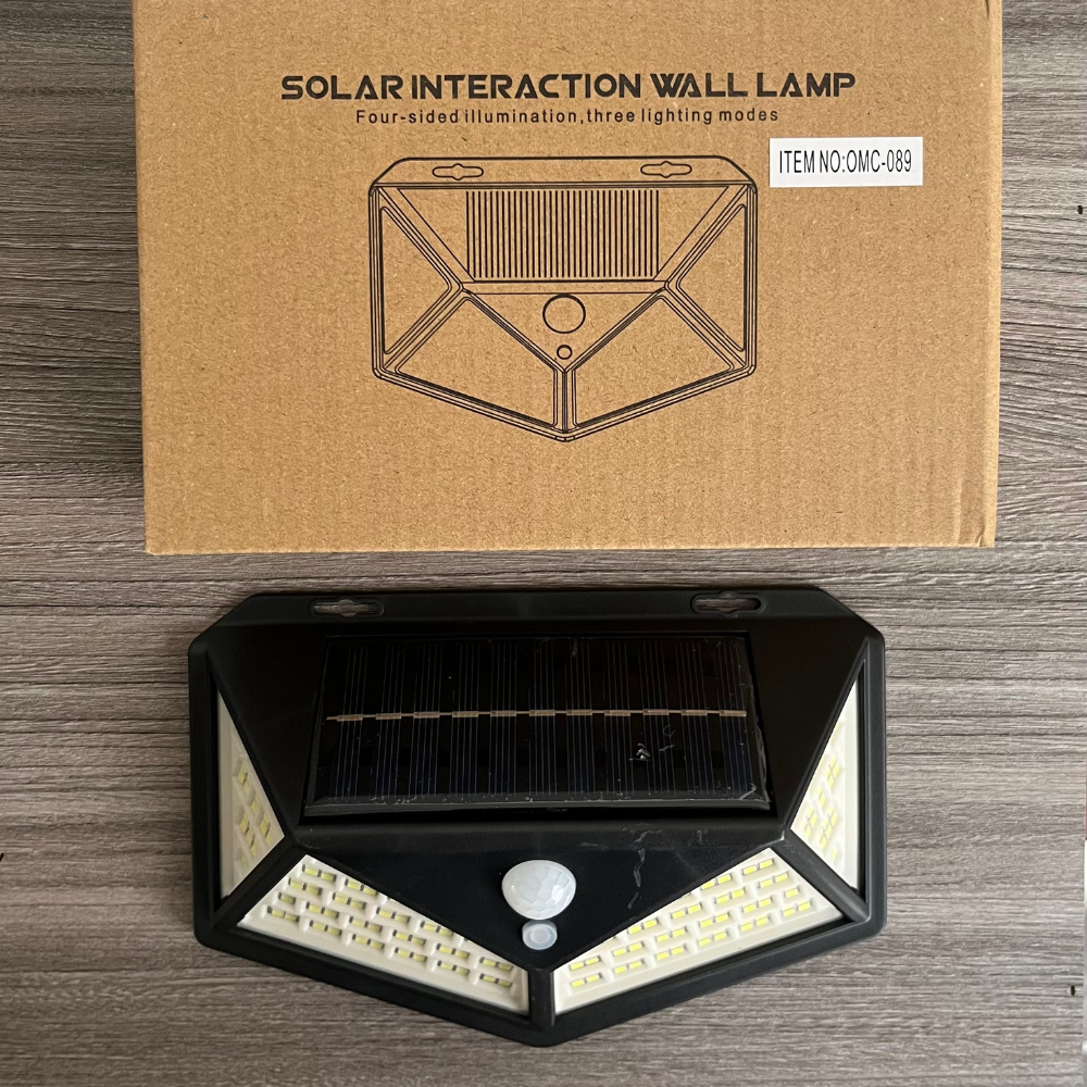 LAMPARA PARA MURO EXTERIOR CON PANEL SOLAR + SENSOR DE MOVIMIENTO + FOTOCELDA