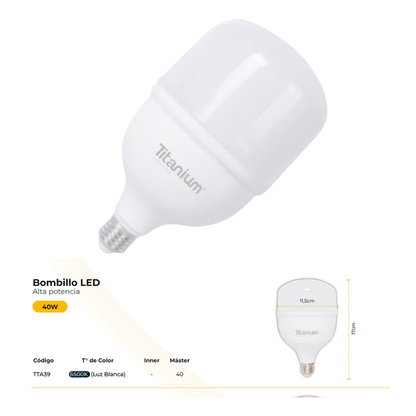 Bombillo Led 40W Cilindro  Luz Banca Titanium (Copia)