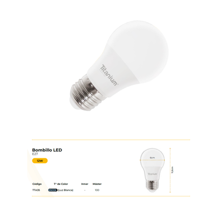 Bombillo Led Titanium 12w Blanco 6500k Luz Blanca