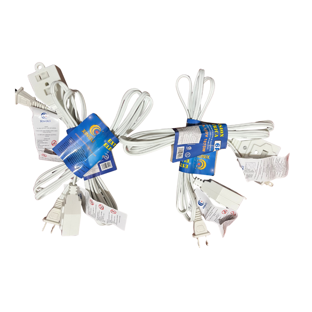 Extensión Eléctrica 2 Metros 3 Puertos Pack 2