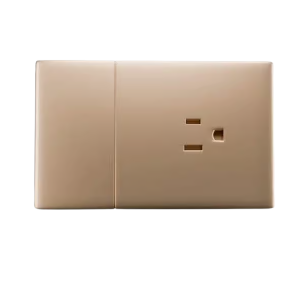 INTERRUPTOR MAS TOMA ZAFIRO DE LUJO (NEGRO-DORADO-PLATEADO)