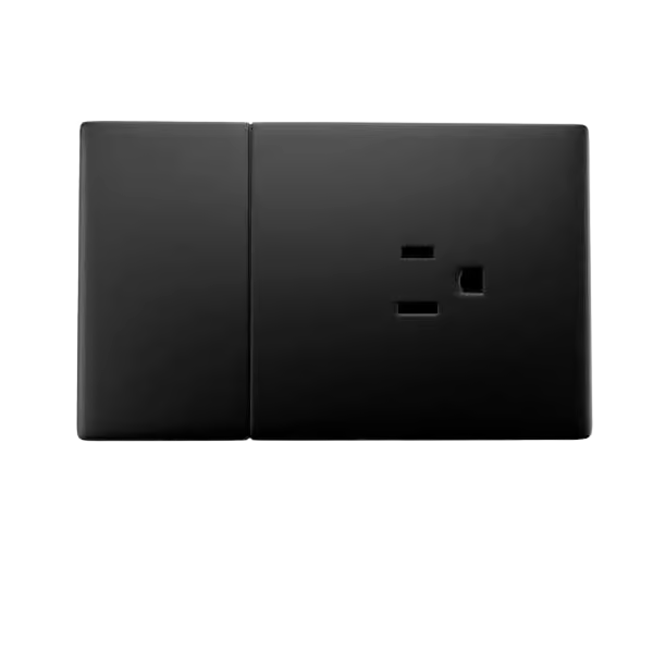 INTERRUPTOR MAS TOMA ZAFIRO DE LUJO (NEGRO-DORADO-PLATEADO)