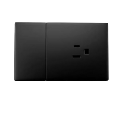 INTERRUPTOR MAS TOMA ZAFIRO DE LUJO (NEGRO-DORADO-PLATEADO)