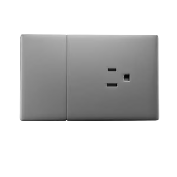 INTERRUPTOR MAS TOMA ZAFIRO DE LUJO (NEGRO-DORADO-PLATEADO)