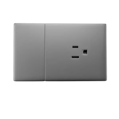 INTERRUPTOR MAS TOMA ZAFIRO DE LUJO (NEGRO-DORADO-PLATEADO)