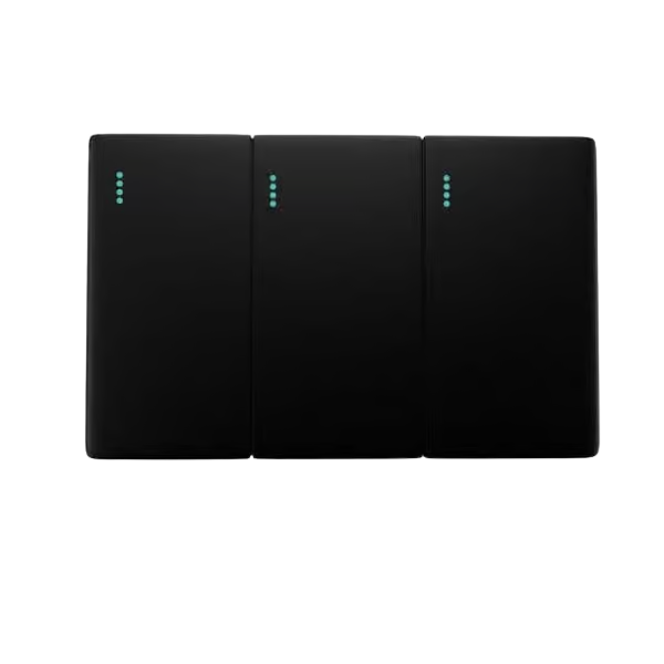 INTERRUPTOR TRIPLE ZAFIRO DE LUJO (NEGRO-DORADO-PLATEADO)