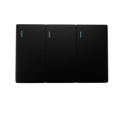 INTERRUPTOR TRIPLE ZAFIRO DE LUJO (NEGRO-DORADO-PLATEADO)