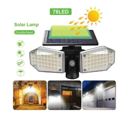 LAMPARA CON PANEL SOLAR + SENSOR DE MOVIMIENTO + FOTOCELDA