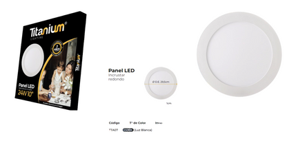 Panel led 24w redondo de incrustar luz blanca