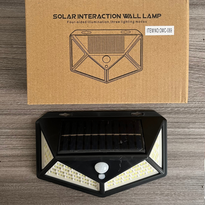 LAMPARA PARA MURO EXTERIOR CON PANEL SOLAR + SENSOR DE MOVIMIENTO + FOTOCELDA