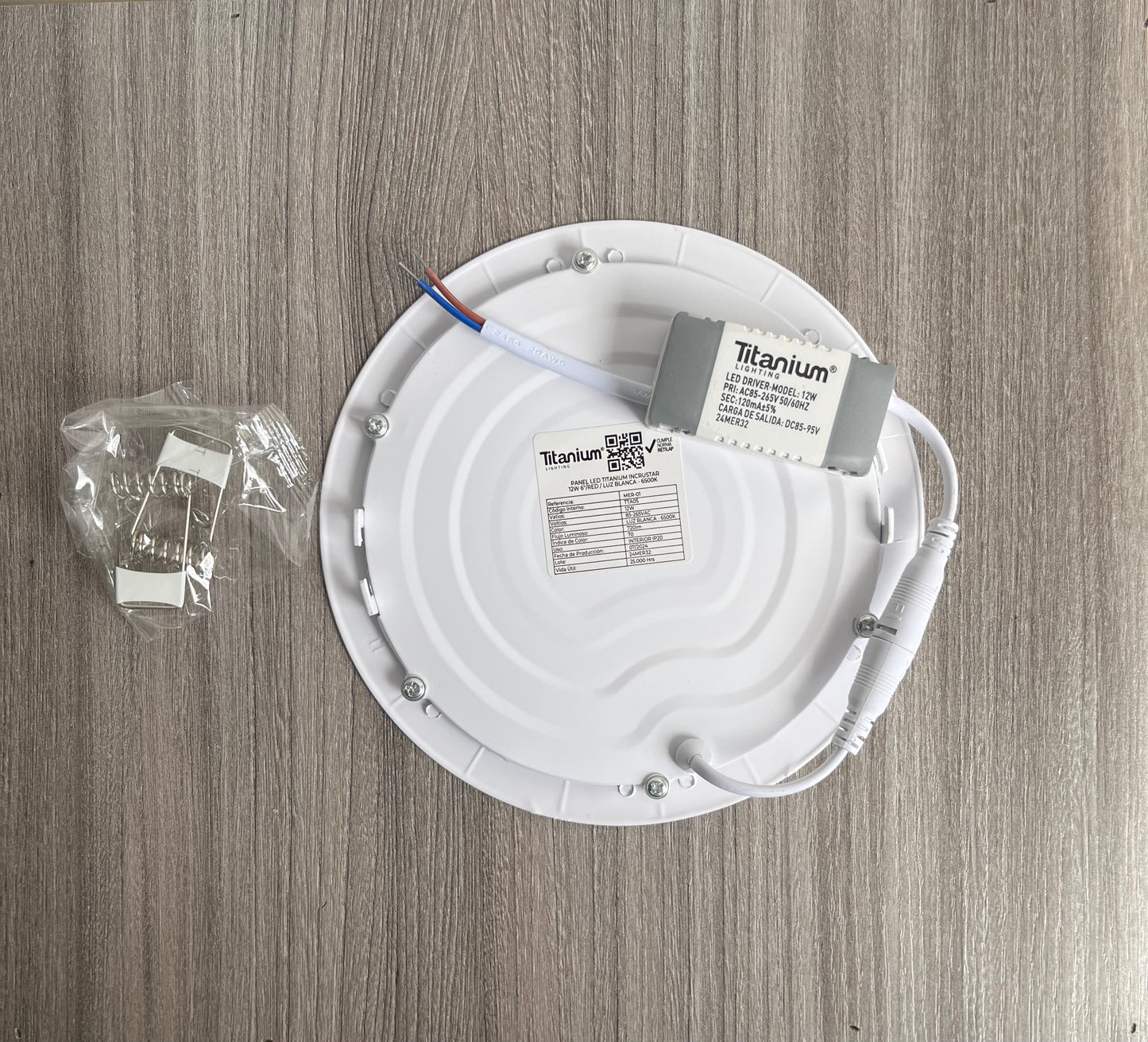Panel redondo led de incrustar 12w luz blanca